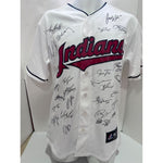 Load image into Gallery viewer, Cleveland Indians Jose Ramirez Jerry Francona Francisco Lindor Corey kluber 2016 game model Indians embroidered jersey signed
