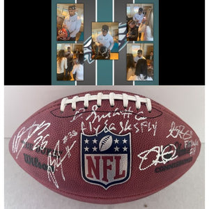 Philadelphia Eagles NFL game ball Jalen Hurts AJ Brown Brandon Graham Devonta Smith signed football with proof