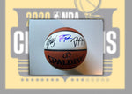 Load image into Gallery viewer, Los Angeles Lakers LeBron James, Anthony Davis 2019-2021 NBA Champions team signed commemorative basketball signed with proof
