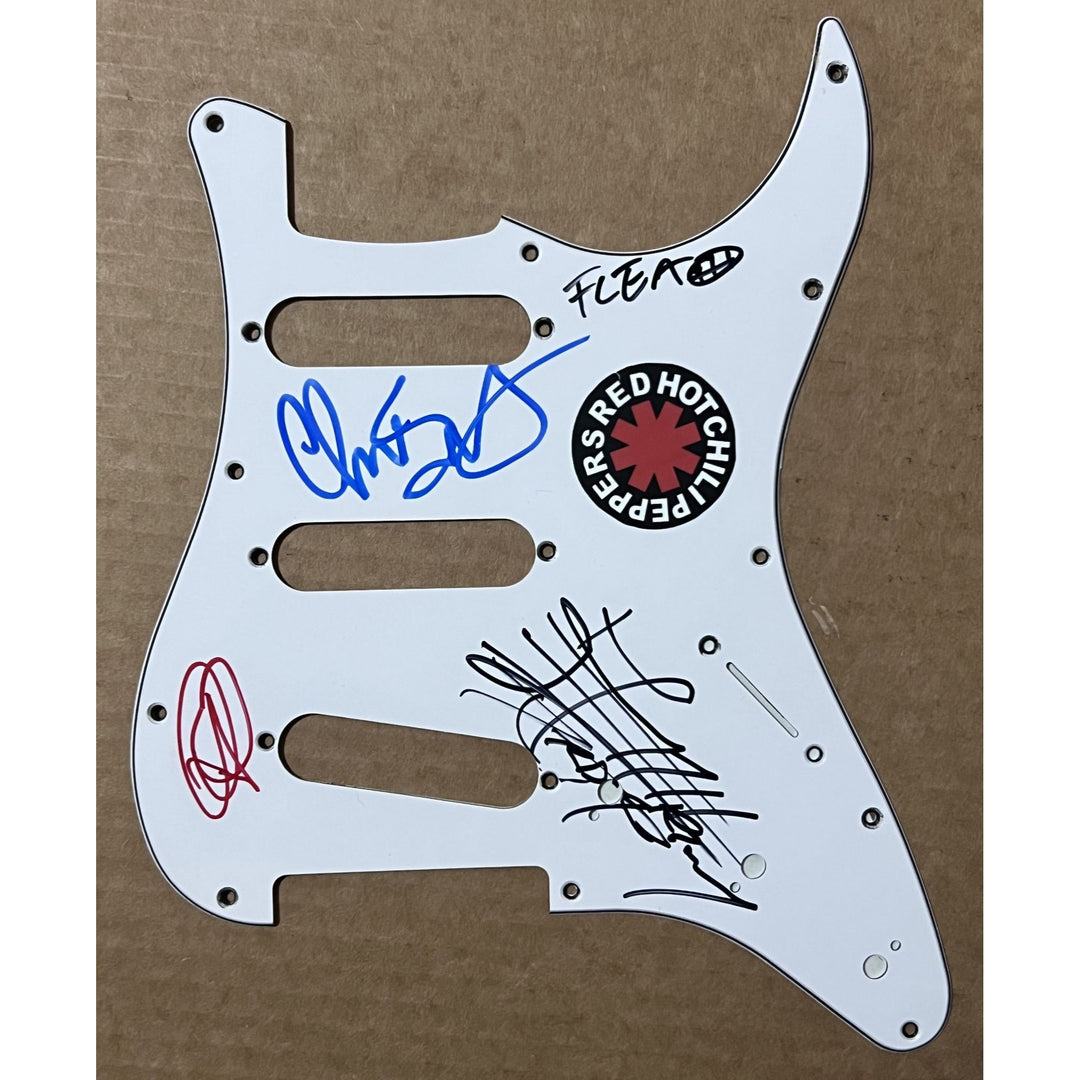 Anthony Kiedis, Flea, Chad Smith, John Frusciante Red Hot Chili Peppers  electric guitar pickguard signed with proof