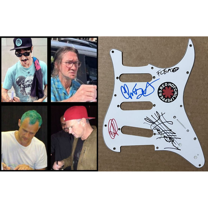 Anthony Kiedis, Flea, Chad Smith, John Frusciante Red Hot Chili Peppers  electric guitar pickguard signed with proof