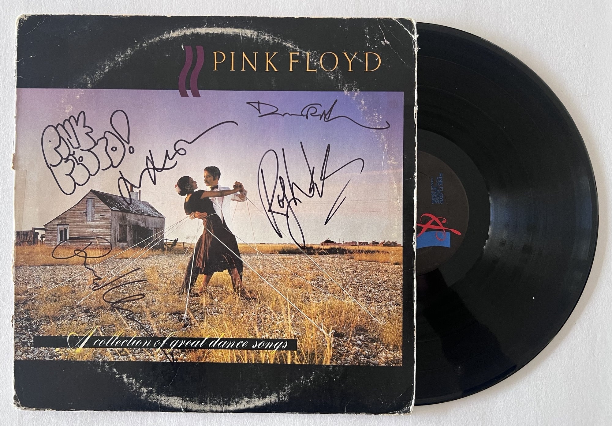 Pink Floyd David Gilmour, Roger Waters, Richard Wright, Nick Mason signed LP