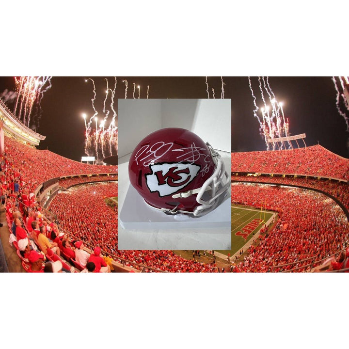 Travis Kelce Patrick Mahomes Kansas City mini helmet signed with proof