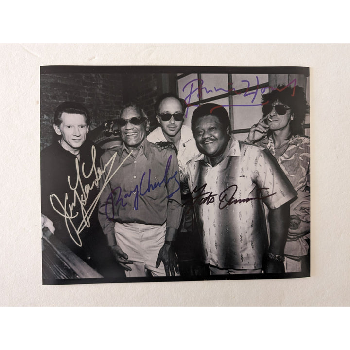 Jerry  Lee Lewis Ray Charles Fats Domino Ronnie Wood 8x10 photo signed with proof