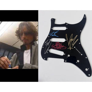 Soundgarden Chris Cornell, Ben Shepherd, Matt Cameron, Kim Thayil signed elecric guitar pickguard signed  with proof