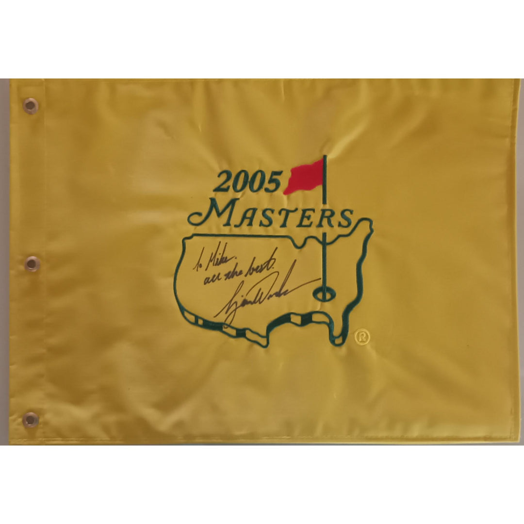 Tiger Woods "To Mike all the best" 2005 Masters Golf pin flag signed with proof