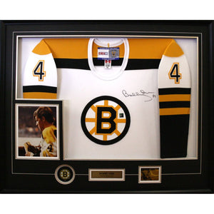 Boston Bruins game model Jersey all-time great signed Milt Schmidt Johnny Bucyik Ray Bourque Bobby Orr Phil Esposito