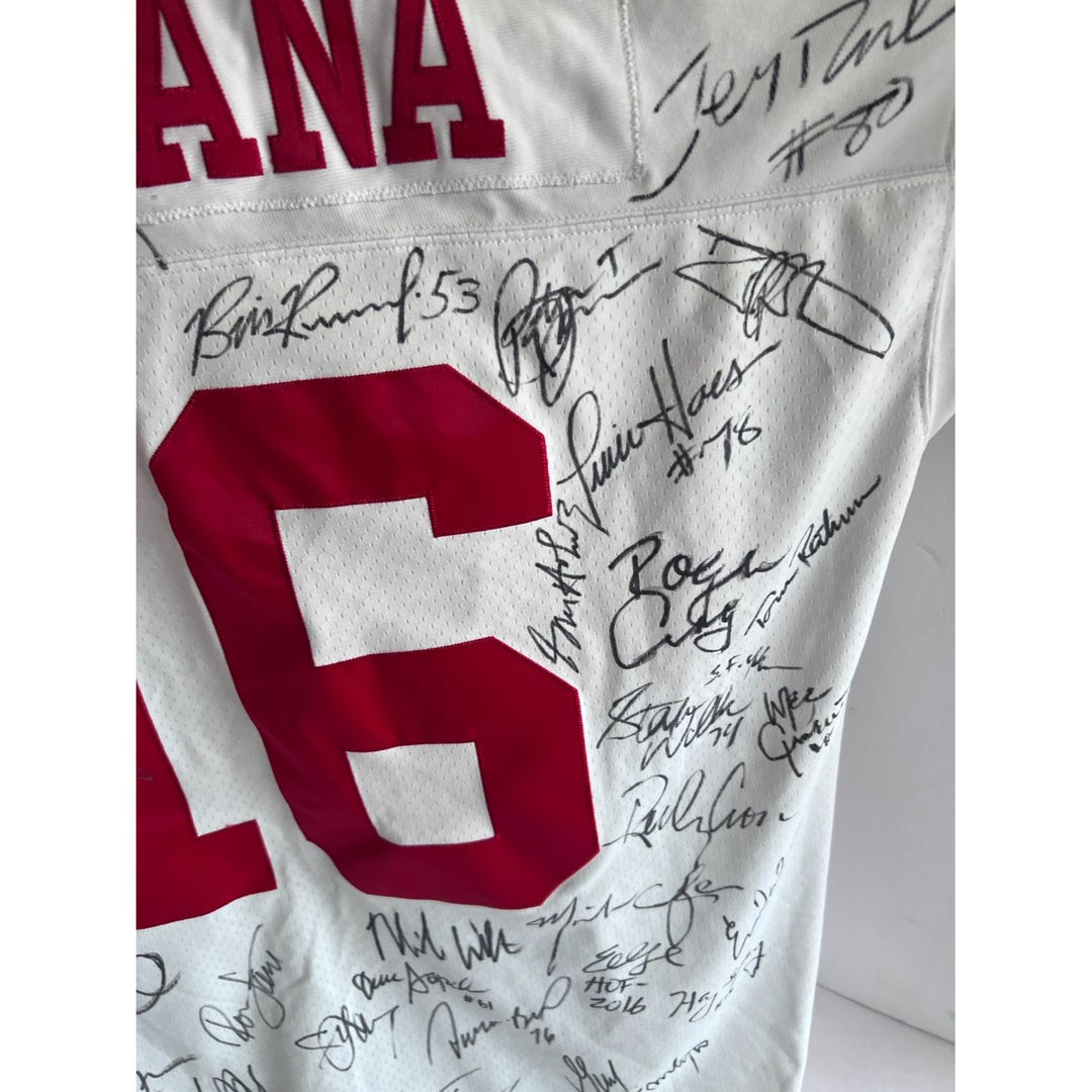 San Francisco 49ers 1988 -89  Joe Montana size xl Super Bowl Champions team signed game model jersey signed with proof