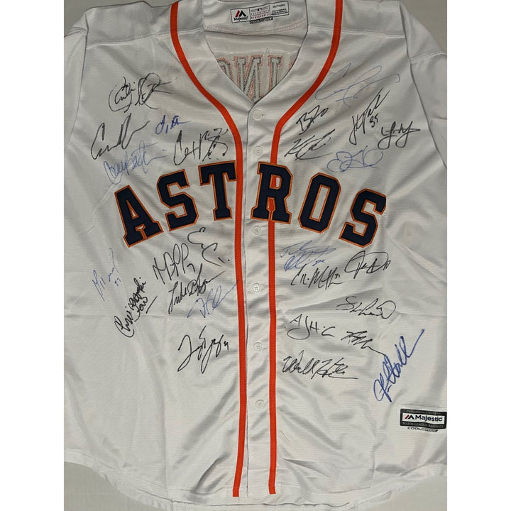 Houston Astros 2017 World Series Champions Jose Altuve, Justin Verlander, Lance Bregman, George Springer Majestic size XL game model jersey