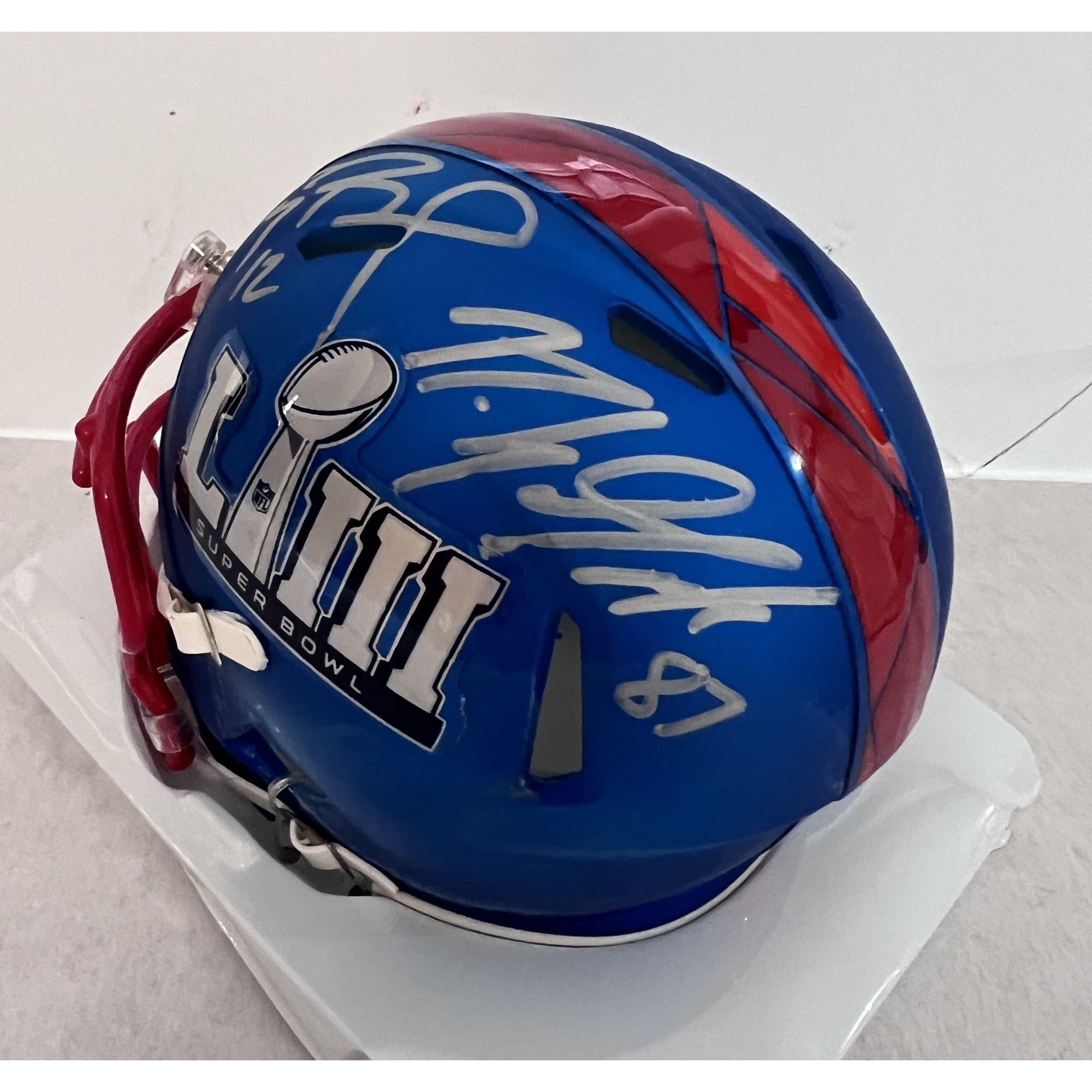 Tom Brady and Rob Gronkowski Super Bowl mini helmet signed with proof