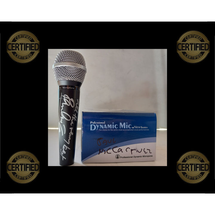 Paul McCartney microphone signed with proof