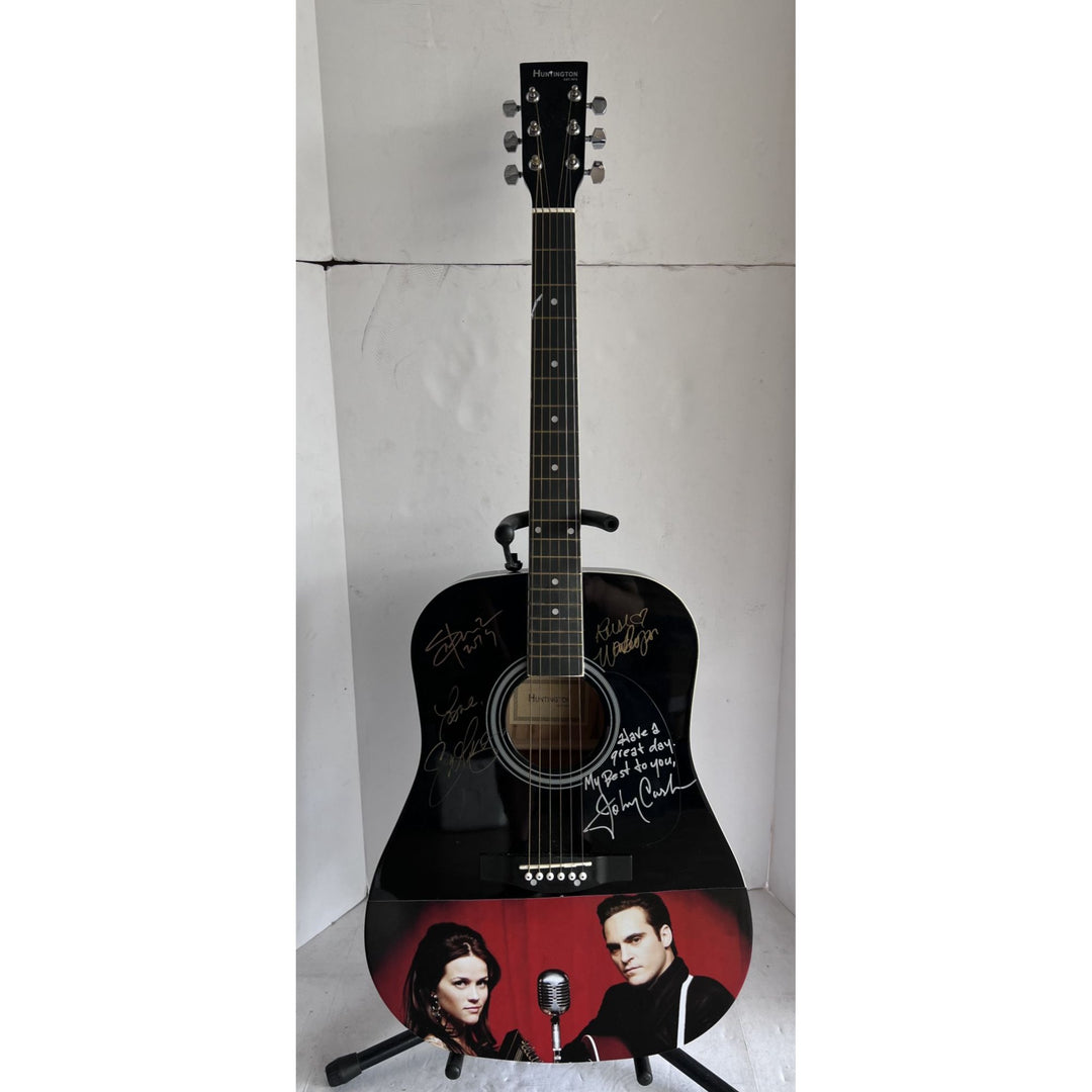 Johnny Cash Walk the Line movie cast signed Joaquin Phoenix Reese Witherspoon guitar signed