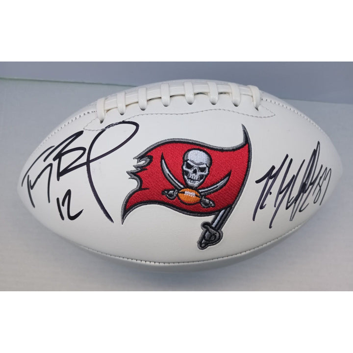 Tampa Bay Buccaneers Tom Brady and Rob Gronkowski full size logo football signed with proof