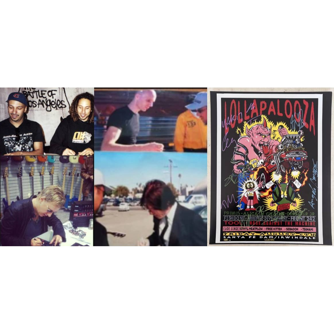 Alice in Chains Jerry Cantrell Tool Maynard James Keenan RATM Tom Morello Zack de la Rocha and Primus 16x20 Lollapalooza 1993 photo signed