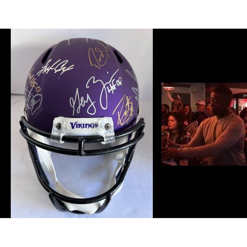 Minnesota Vikings all-time grades full size helmet signed Allen page Chris Carter Chuck Foreman Jim Marshall Adrian Peterson Pual Krause