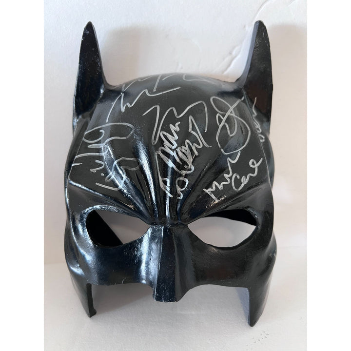 The Dark Knight Batman cast signed mask with proof he's Ledger Christian Bale Michael Caine Morgan Freeman