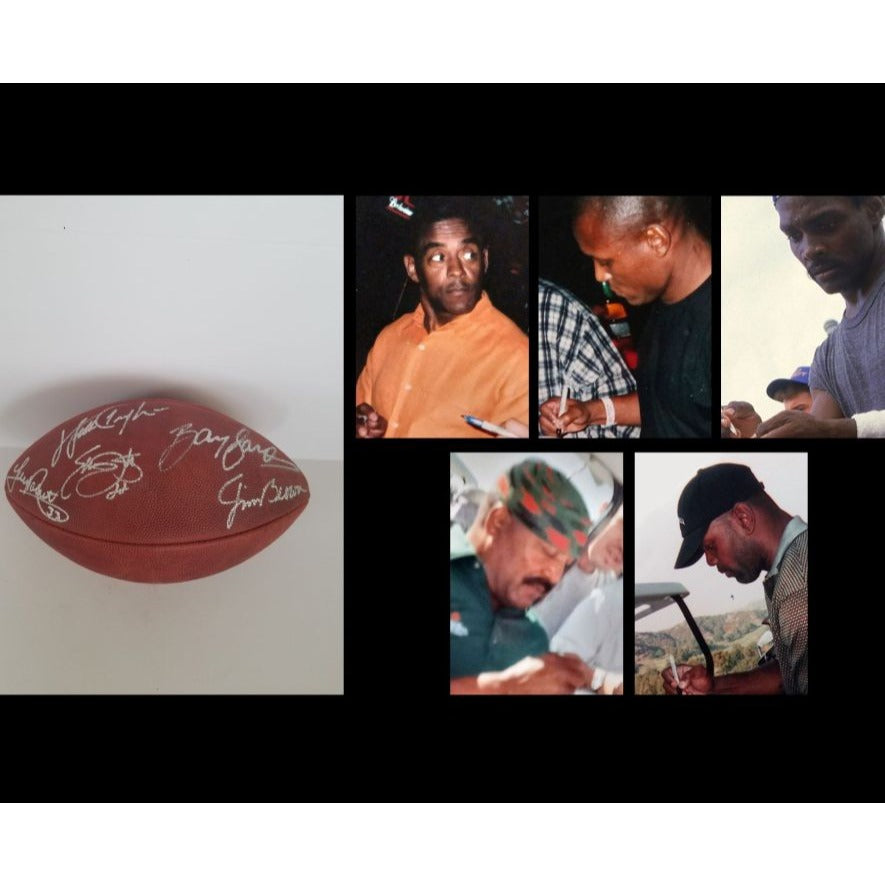 Walter Payton, Emmitt Smith, Tony Dorsett, Barry Sanders, Jim Brown, Pete Rozelle NFL game football signed with proof with free case