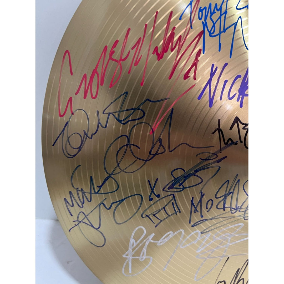 British Rock Legends 18 inch Cymbal one of a kind Oasis, Coldplay, Amy Winehouse George Michael Morrissey Robert Smith signed with proof