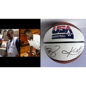 spalding basketball signed by Kobe Bryant and Lebron James signed with proof