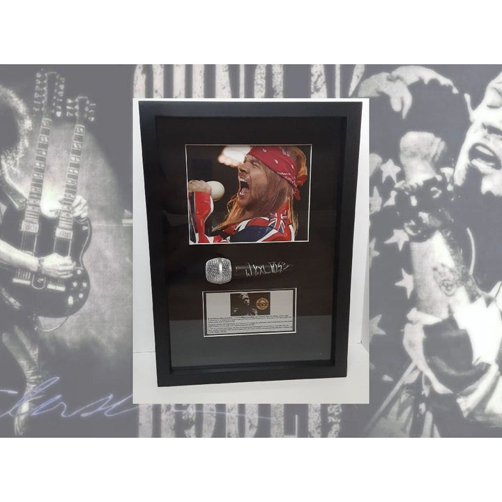 W. Axl Rose microphone signed and framed with proof