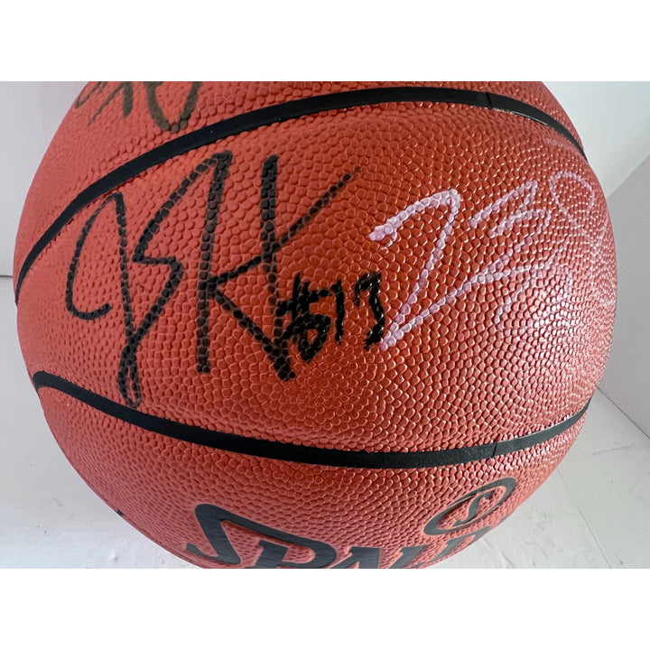 LeBron James Steph Curry Kevin Durant Anthony Davis Damian Lillard NBA superstars Spalding basketball signed with proof