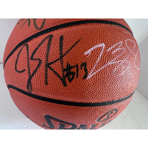 LeBron James Steph Curry Kevin Durant Anthony Davis Damian Lillard NBA superstars Spalding basketball signed with proof