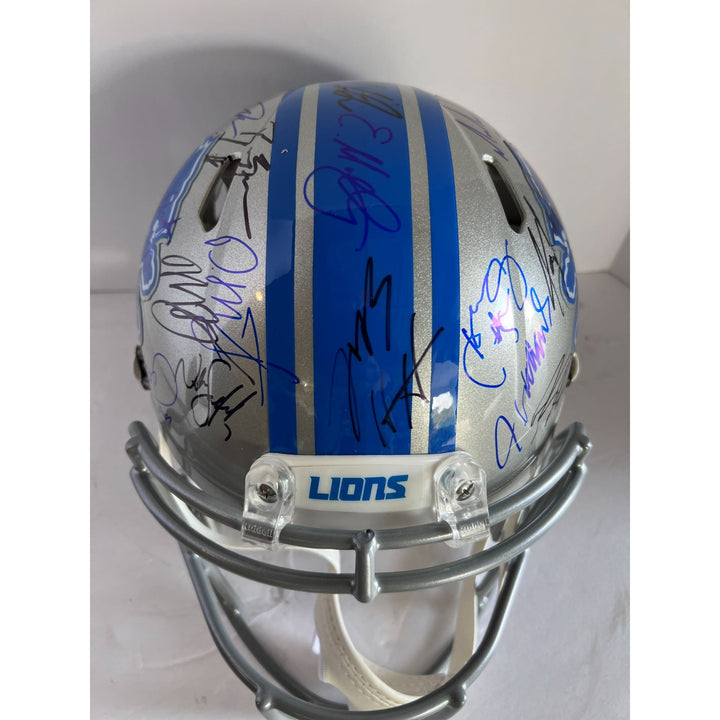 Detroit Lions Jared Goff Dan Campbell Penei Sewell Amon-Ra St Brown Aidan Hutchinson Detroit Lions Riddell Speed Authentic helmet signed