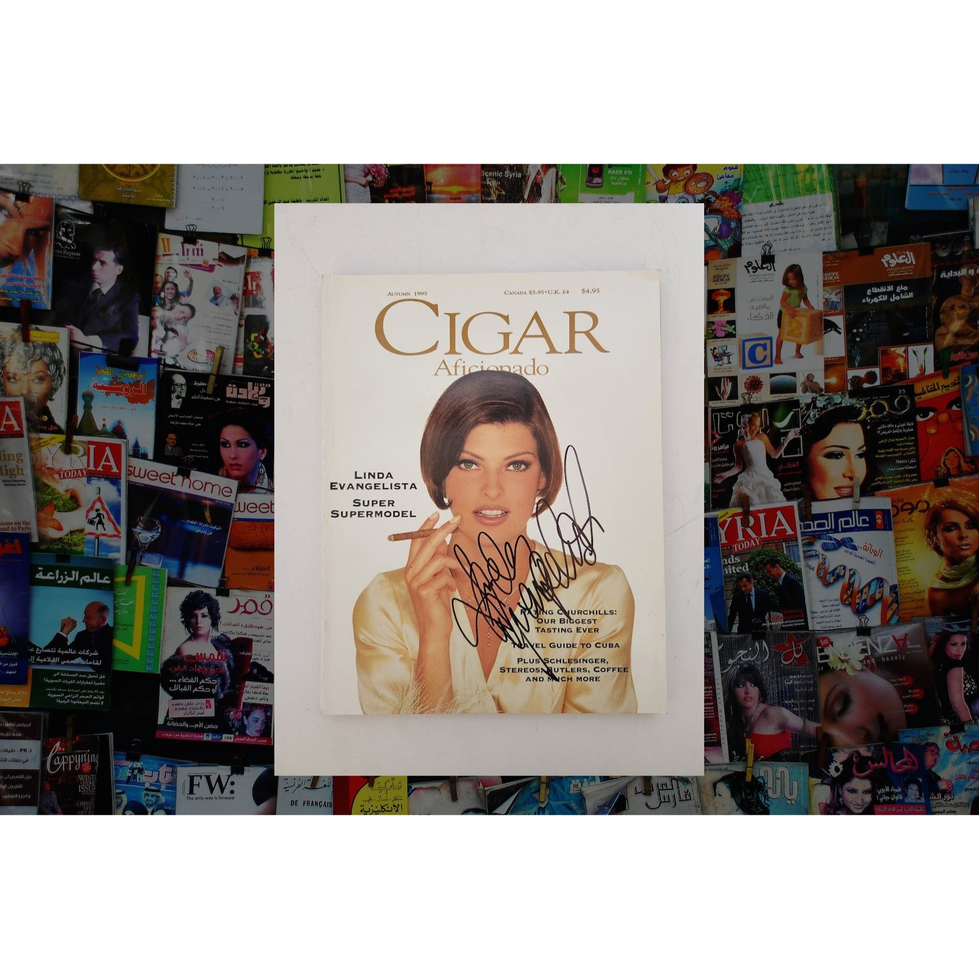 Linda Evangelista Cigar Aficionado full magazine signed