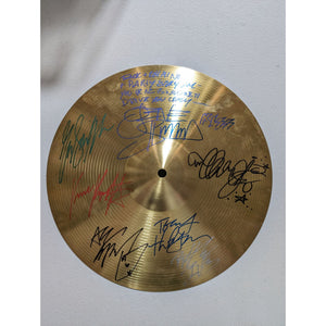 Kiss Gene Simmons, Paul Stanley, Ace Frehley, Peter Criss, Tommy Thayer, Eric Singer and Bruce Kulick cymbal signed with proof