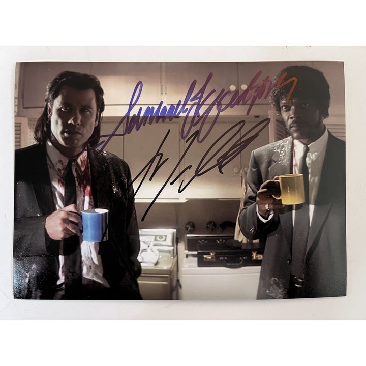 Pulp Fiction Samuel L Jackson John Travolta 5x7 photo signed with proof