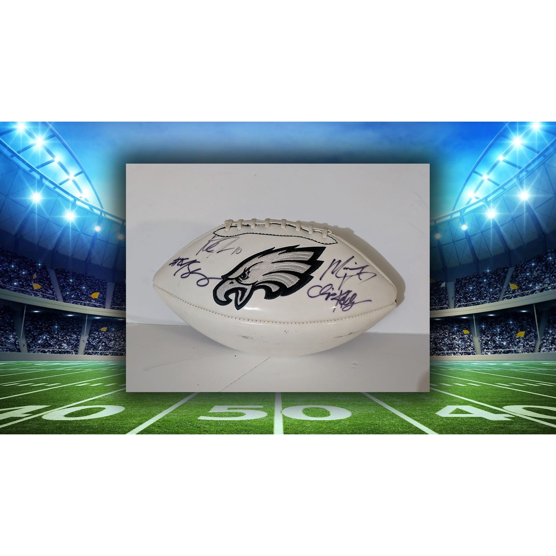 Philadelphia Eagles football Michael Vick LeSean McCoy DeSean Jackson Chip Kelly full size football signed