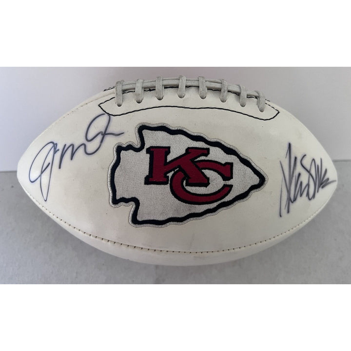 Joe Montana Marcus Allen Kansas City Chiefs full size logo football signed with proof