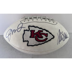 Load image into Gallery viewer, Joe Montana Marcus Allen Kansas City Chiefs full size logo football signed with proof
