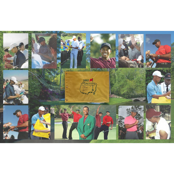 Tiger Woods "To Steve all the best" 2002 Masters Golf pin flag signed with proof