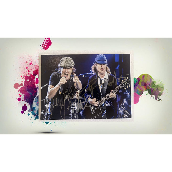 Brian Johnson and Angus Young AC/DC 5x7 photo signed with proof