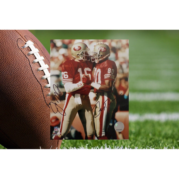 San Francisco 49ers Joe Montana and Jerry Rice 8 by 10 signed photo