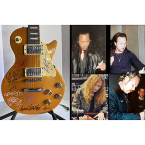 Metallica James Hetfield Kurt Hammet Robert Trejillo Lars Ulrich David Mustaine Jason newstead Les Paul full size electric guitars signed w