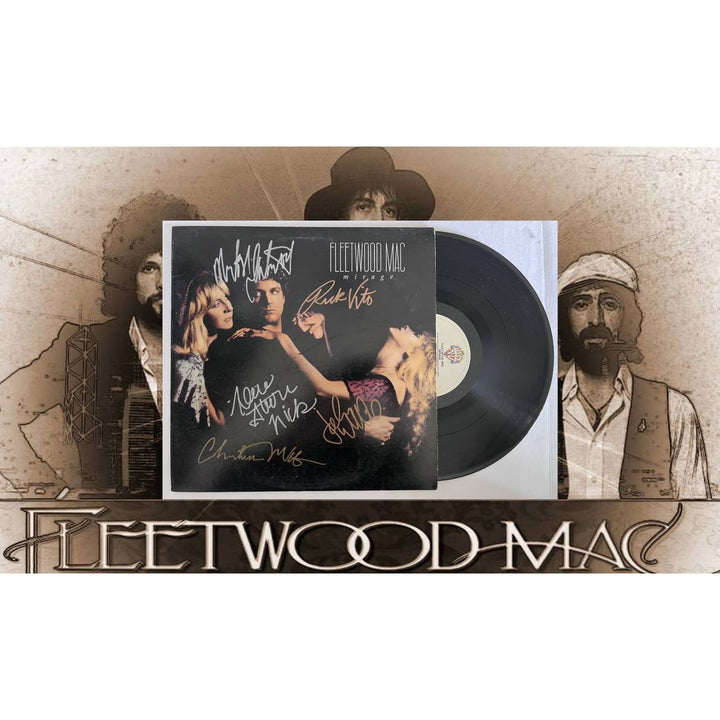 Fleetwood Mac Mirage Mick Fleetwood, Christine McVie, Stevie Nicks, Lindsey Buckingham, and John McVie signed with proof