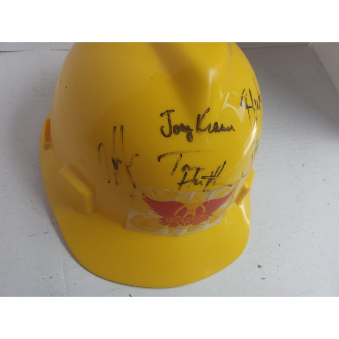 Aerosmith construction hat StevenTyler Joe Perry complete band signed