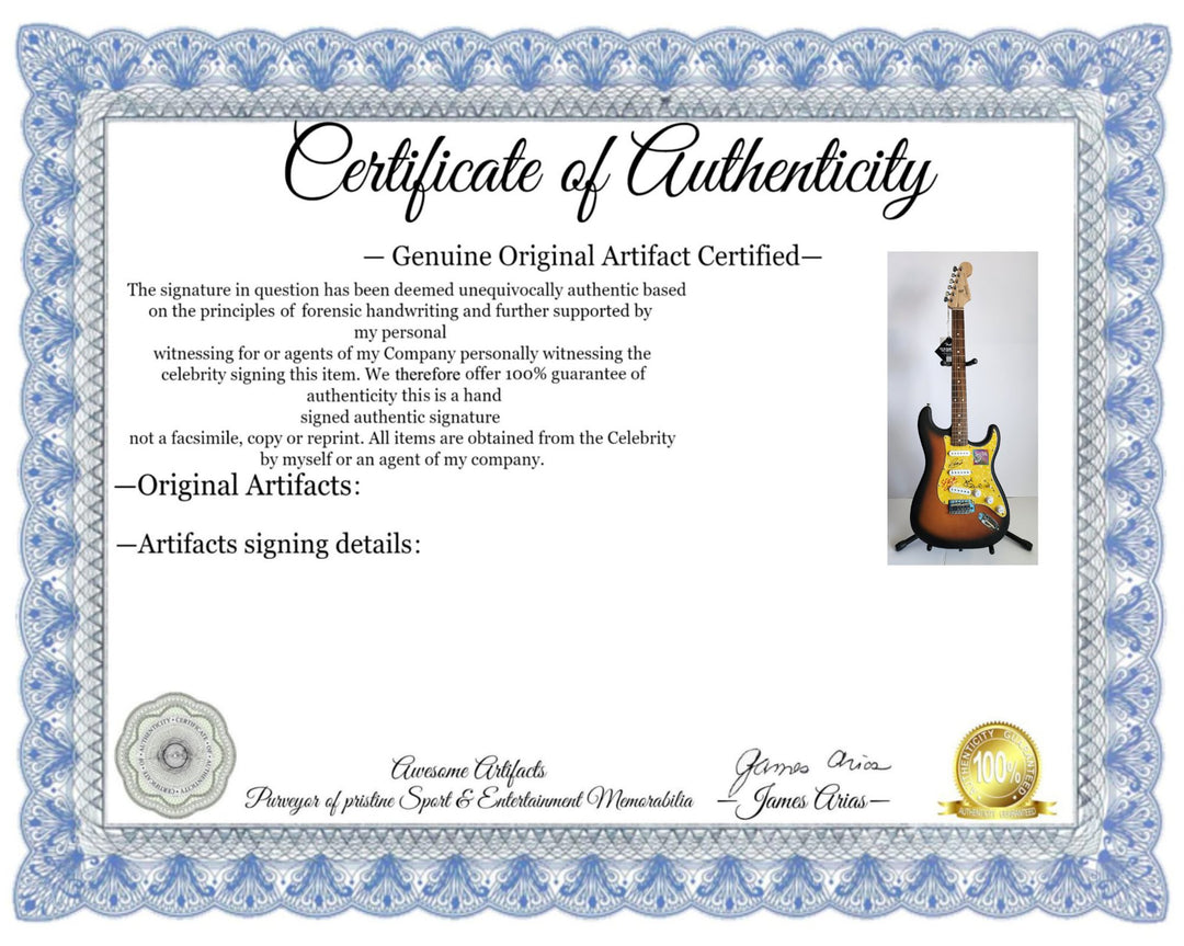 Cream, Eric Clapton, Ginger Baker, Jack Bruce, authentic Fender Stratocaster electric guitar signed with proof