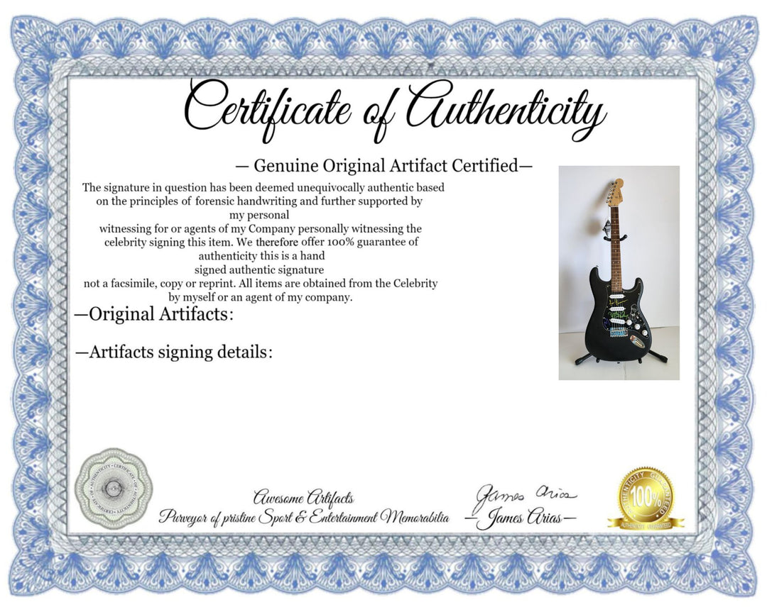 Maynard James, Keenan Danny Carey, Justin Chancellor, Adam Jones (Tool) authentic Fender Stratocasterelectric guitar signed with proof