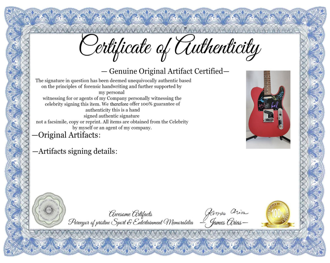 Linkin Park Chester Bennington, Mike Shinoda, Brad Delson, Dave Farrell, Joe Hahn, Rob Bourdon authentic Fender telecaster electric guitar signed