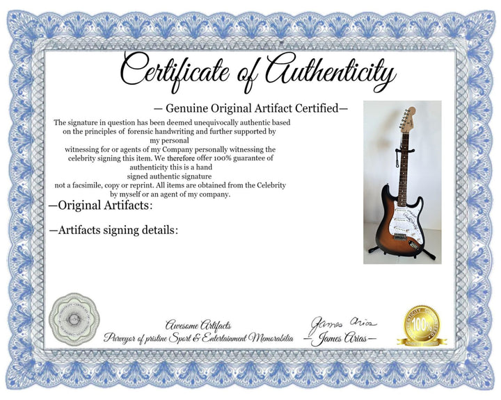 Randy Rhoads, Quiet Riot, Fender Stratocaster electric guitar signed with proof