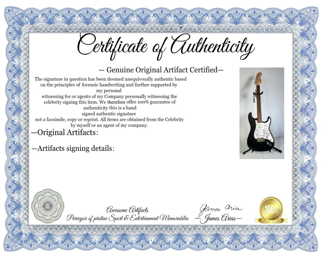 Tool Maynard James Keenan Danny Carey, Justin Chancellor, Adam Jones Fender Stratocaster electric guitar signed with proof