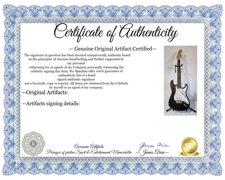 Randy Rhoads, Fender Stratocaster electric guitar signed with proof