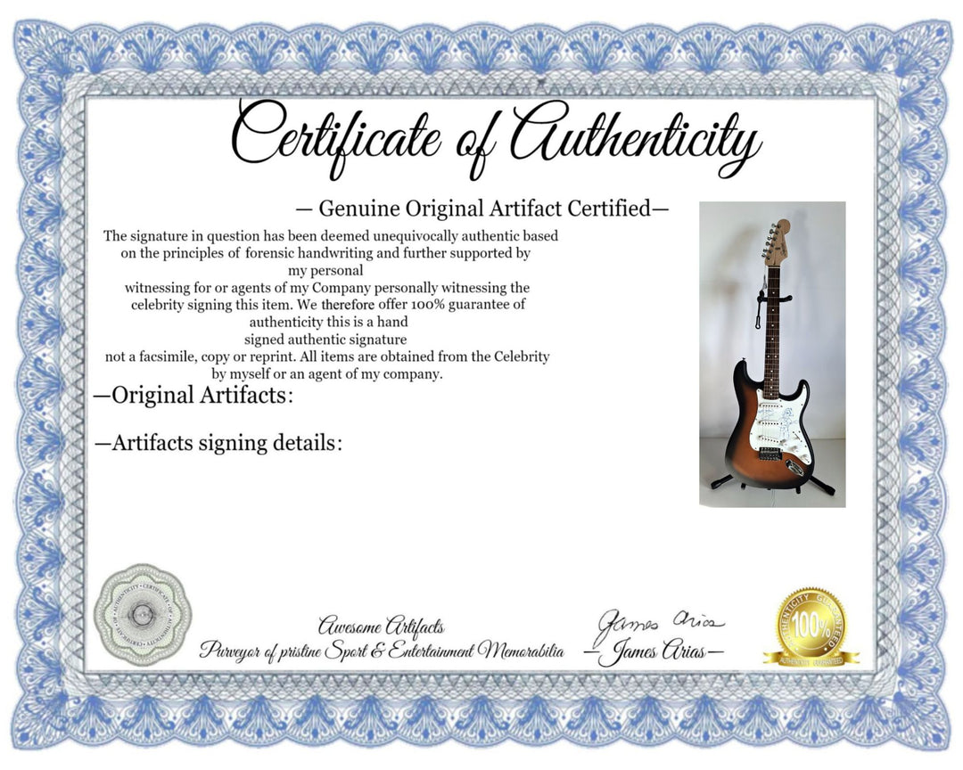 Eric Clapton incredible self sketch & beautiful signature, Fender Stratocaster electric guitar signed with proof