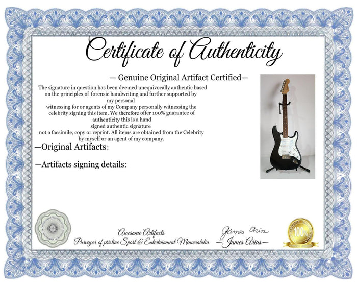 Certificate of Authenticity for Eric Clapton incredible self sketch, Fender Stratocaster electric guitar, beautiful signature signed with proof