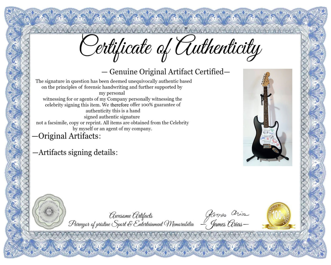 Rammstein: Till Lindemann, Richard Z. Kruspe, Oliver Riedel, Paul Landers, Christian Lorenz & Christoph Schneider Fender Stratocaster signed with proof