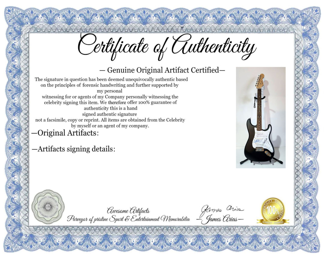 Stevie Ray, Vaughan Johnny, Winter Jeff Beck, Fender Stratocaster electric guitar signed with proof