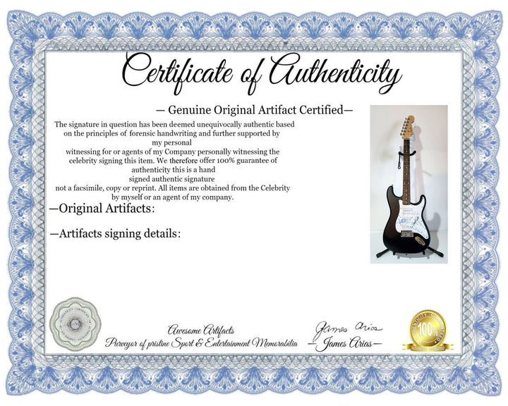 Stevie Ray, Vaughan Johnny, Winter Jeff Beck, Fender Stratocaster electric guitar signed with proof